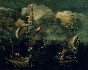 VROOM, Hendrick Cornelisz. Ship battle Sweden oil painting artist